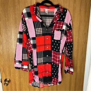 Victorias Secret  Plaid Dress Button Down Shirt Pajama Size small